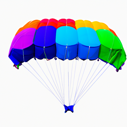 a parachute, colorful, on a plain white background
